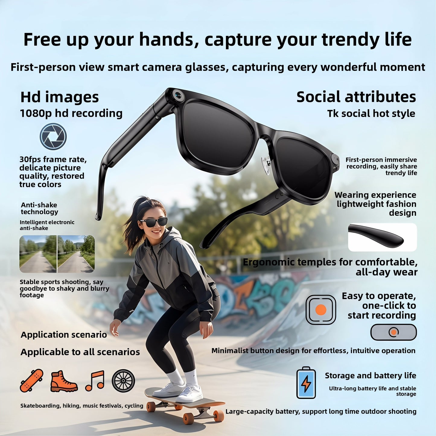 AI Smart Glasses with Camera and Translation